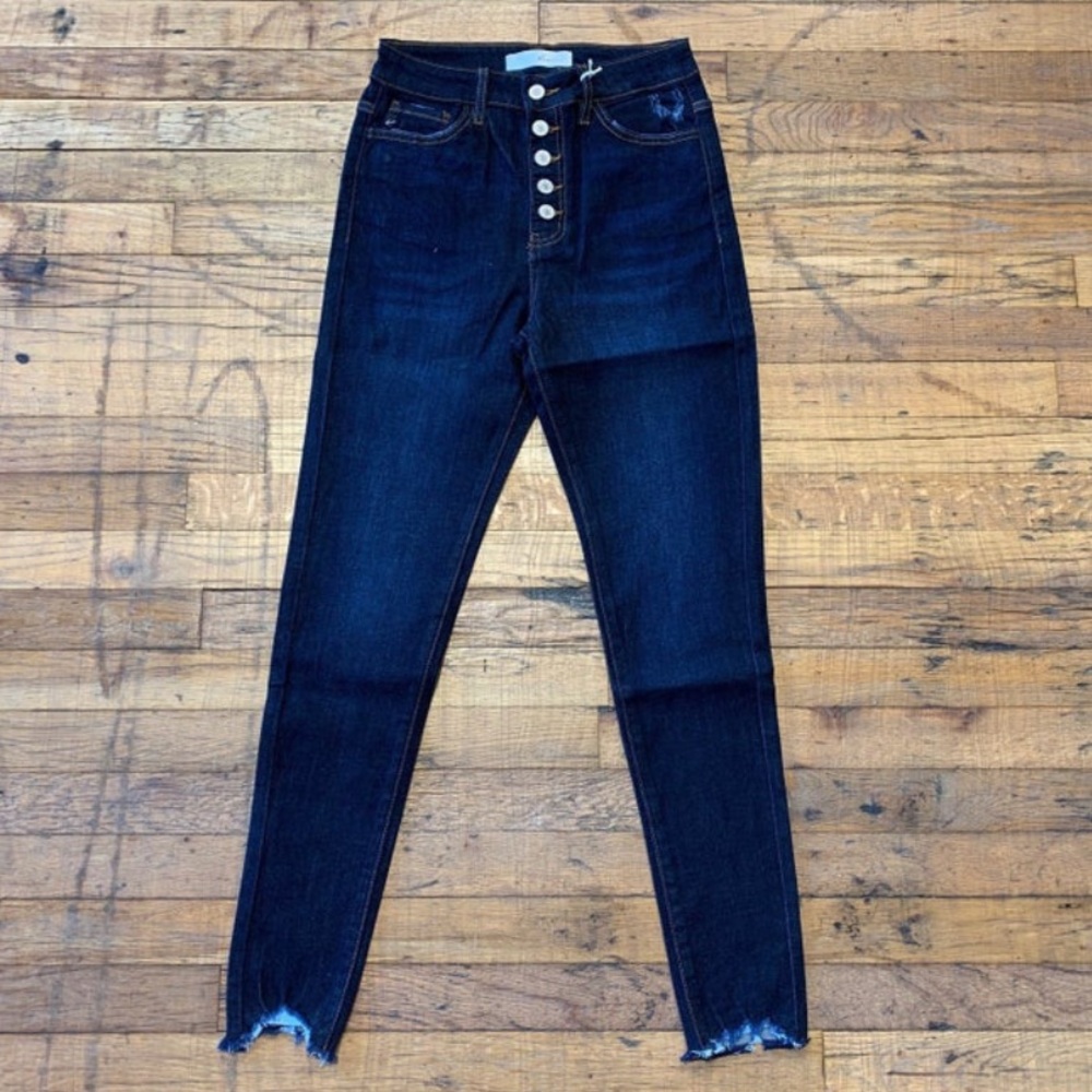 KanCan Cannon Dark Wash Button Front